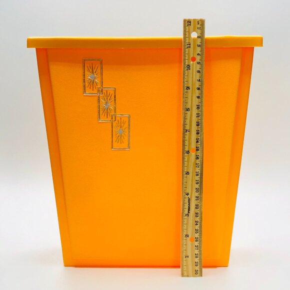 Vintage 60s STERILITE Yellow Plastic Trash Can: Triple Silver Starburst - MCM - Picture 12 of 13